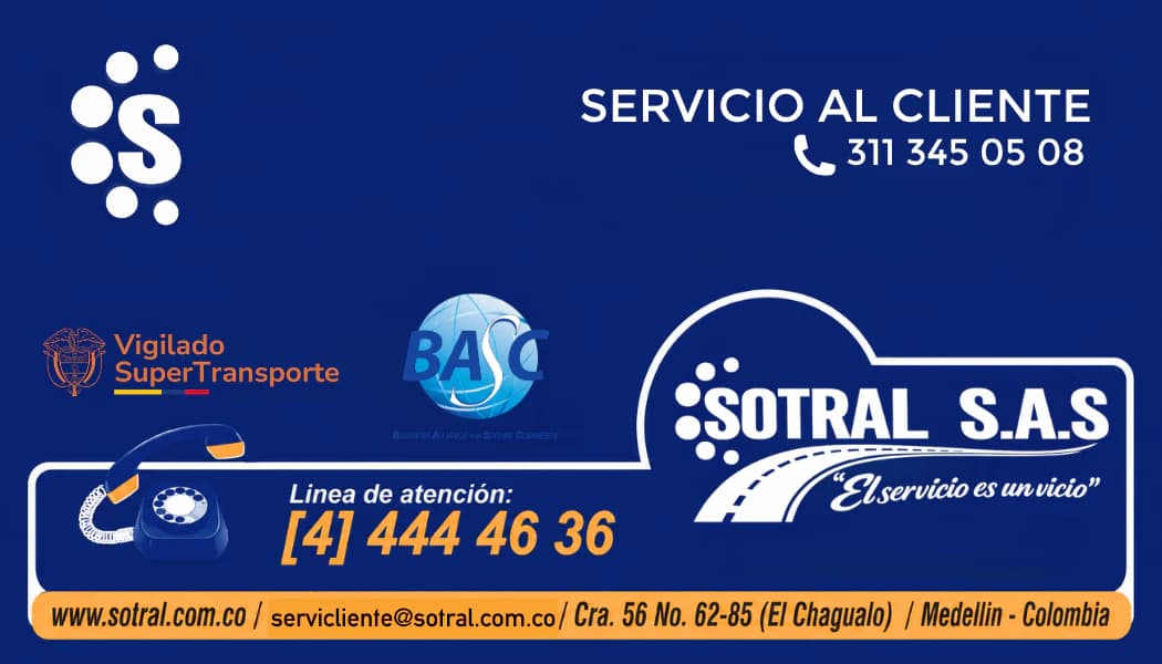 Tarjeta de contacto de Servicio al Cliente, Servicio al cliente de SOTRAL